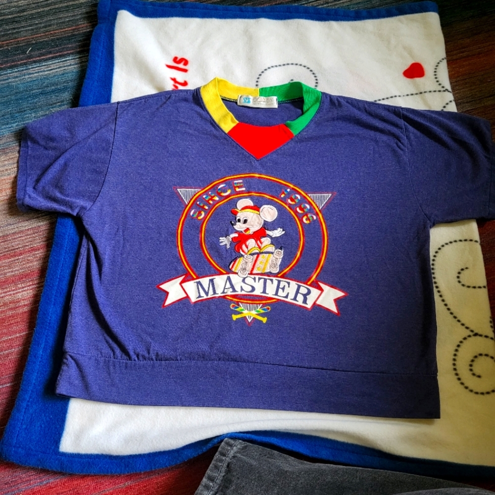 True vintage 1996 Master Mouse Crop T Shirt Stranger Things Fashion Sz L